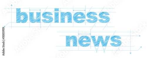 
BUSINESS NEWS technical lettering vector icon