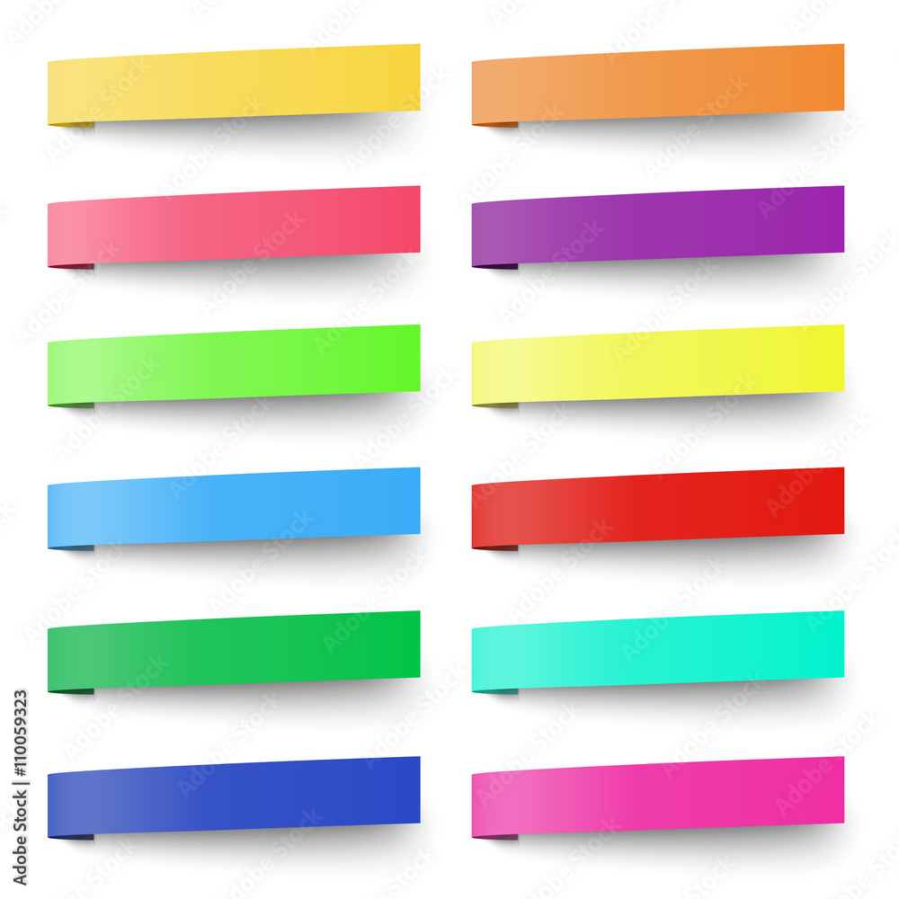 Set of color sticky notes, stickers isolated on white background Set of color sticky notes, stickers isolated on white background