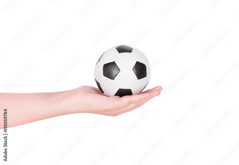 Soccer ball on hand.