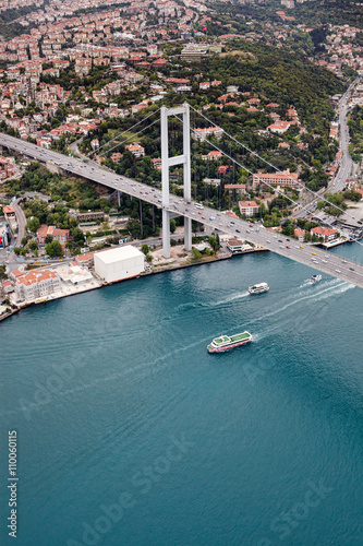 Photography Aerial view of Istanbul. Bosphorus Bridge
