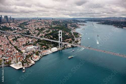 Leinwand Poster Aerial view of Istanbul. Bosphorus Bridge