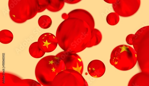 Large group of orbs or spheres. China flag