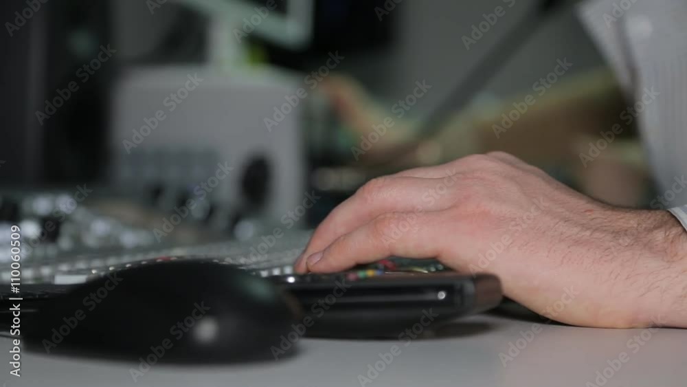 Video director working at the console Video director working at the console