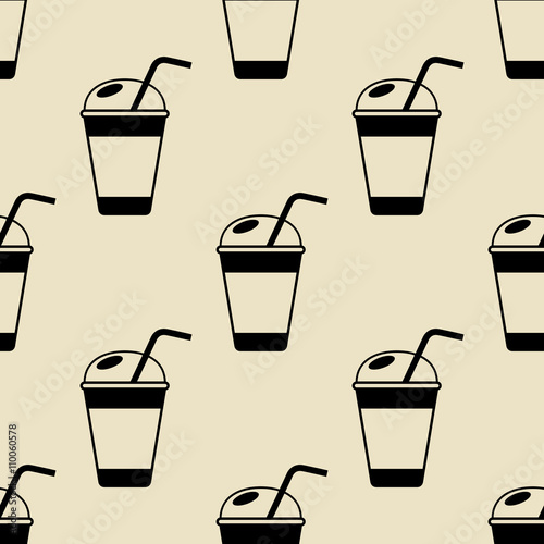 Icono plano patrón con batido sobre fondo beige