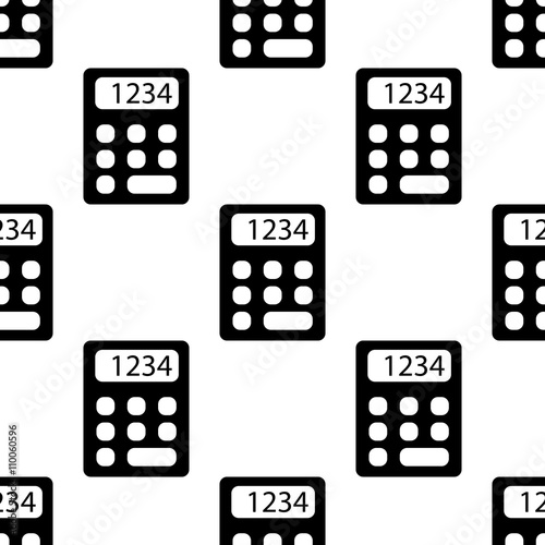 Icono plano patrón con calculadora sobre fondo blanco