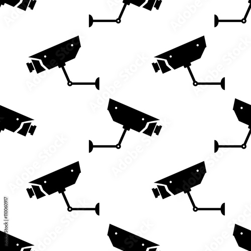 Icono plano patrón con video camara sobre fondo blanco