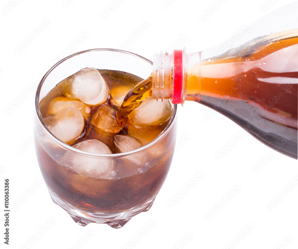 Glass with Coca and ice on a Glass with Coca and ice on a
