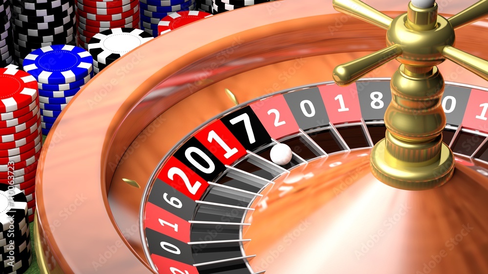 New year 2017 - casino roulette. 3D rendering New year 2017 - casino roulette. 3D rendering