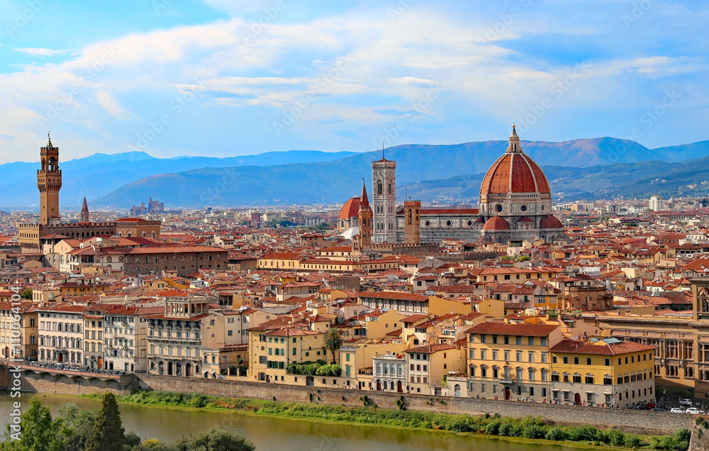 highly saturated colors view of Florence in Italy with Duomo