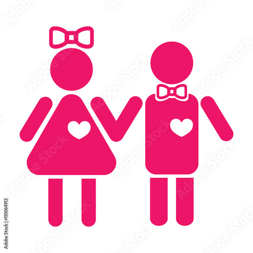 love couple male female icon red pink