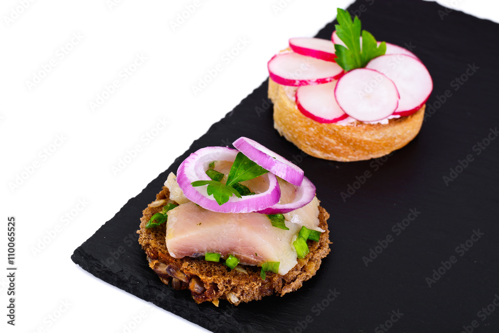 Sandwich of Corn Bread, Herring and Radish Sandwich of Corn Bread, Herring and Radish