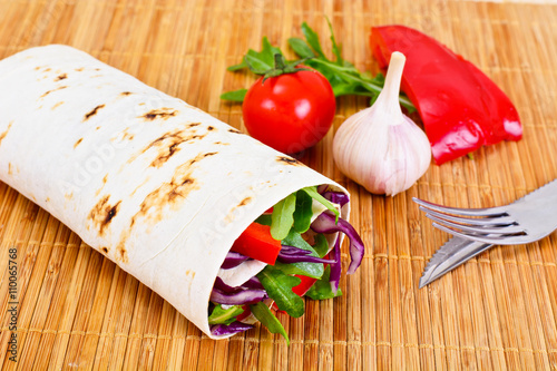 Shawarma Lavash with Chicken and Vegetables