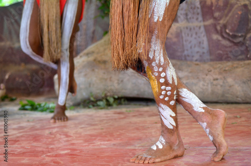 Yirrganydji Aboriginal men dance during Aboriginal culture show photo