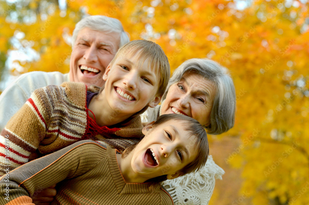 Fototapeta premium Grandparents and grandchildren