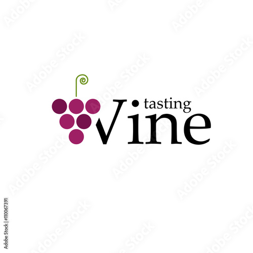 Vector sign wine tasting with grapes and text