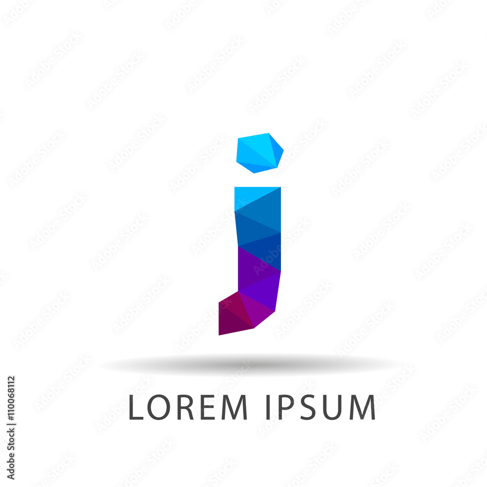 Fototapeta premium Small letter J lowpoly style logo white background