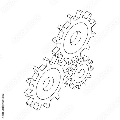 Cogwheels icon, isometric 3d style