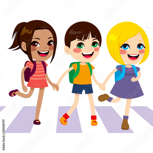Three cute happy little kid...