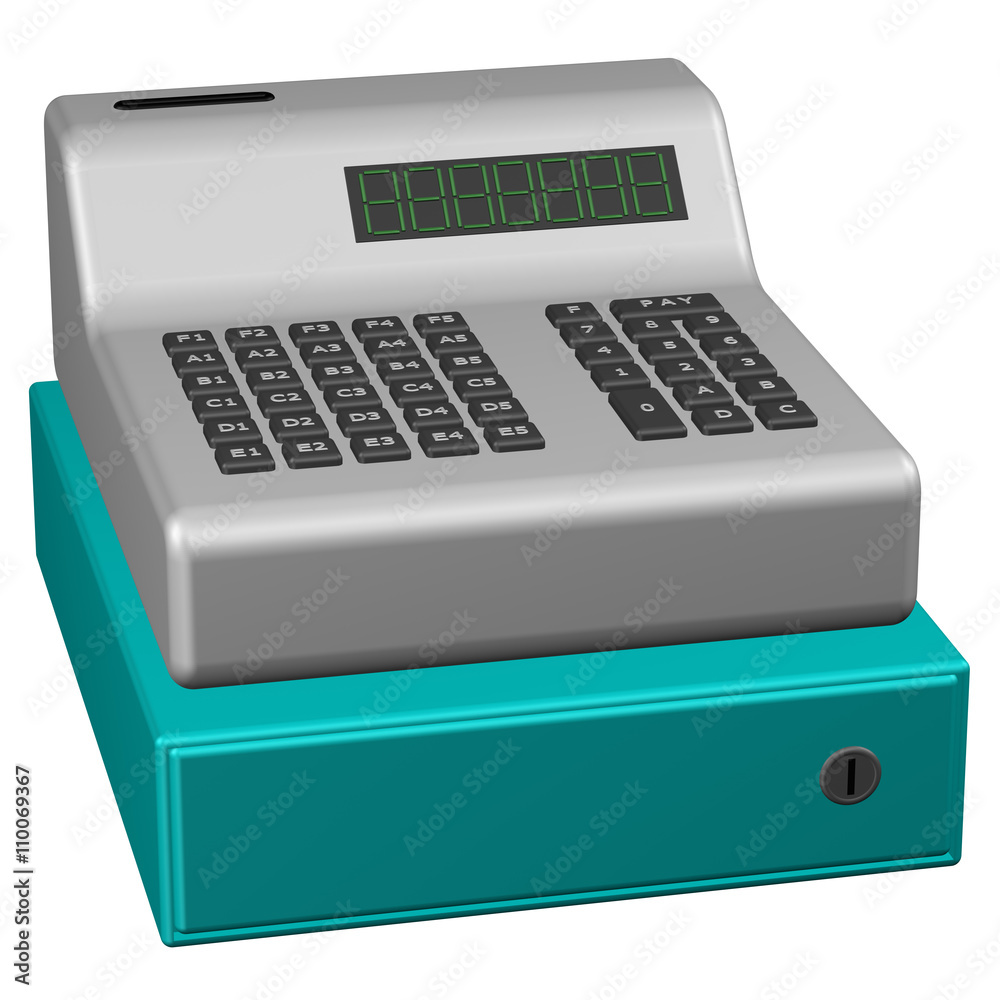 Old POS system, isolated on white background. Old POS system, isolated on white background.