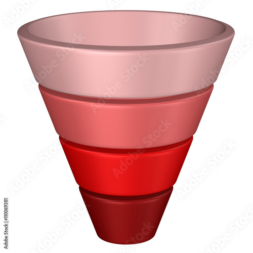 Concept: purchase funnel. 3D rendering.