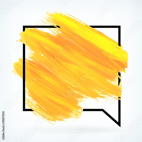 Yellow paint artistic dry brush stroke vector background