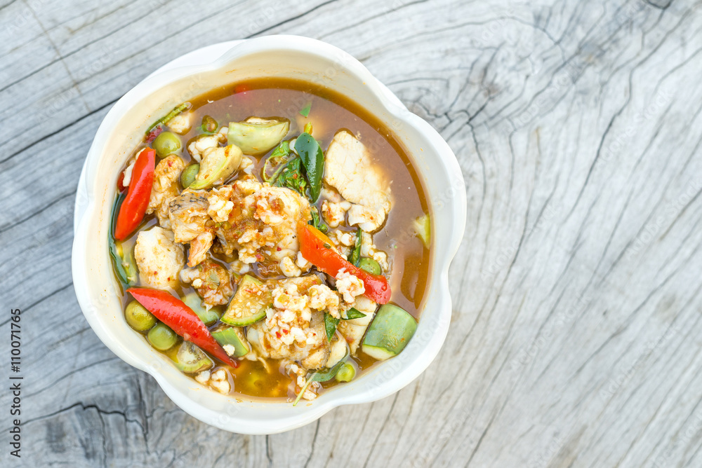 red curry with shrimp no coconut milk Thai call Kang Pa Koong the delicious Thai food. red curry with shrimp no coconut milk Thai call Kang Pa Koong the delicious Thai food.