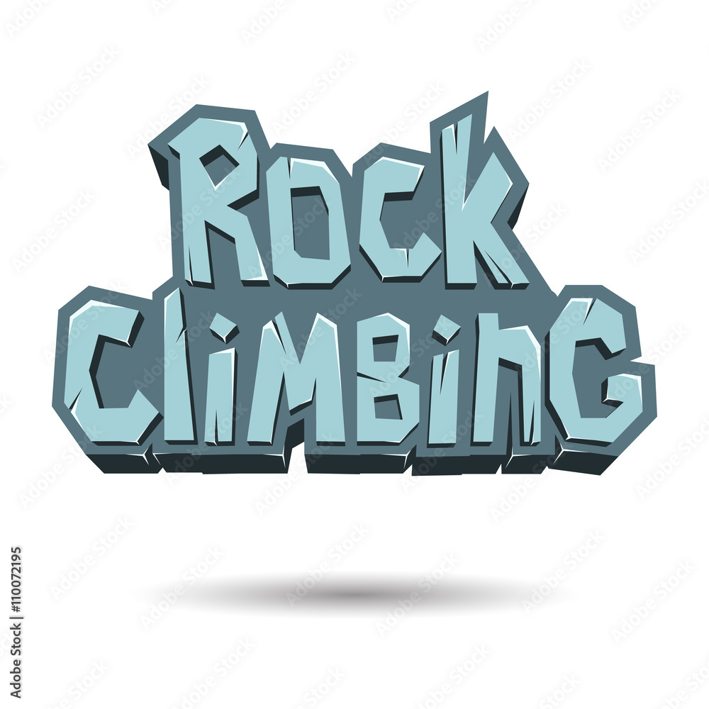 Rocky Climbing words on the rock. Emblem climbing illustration