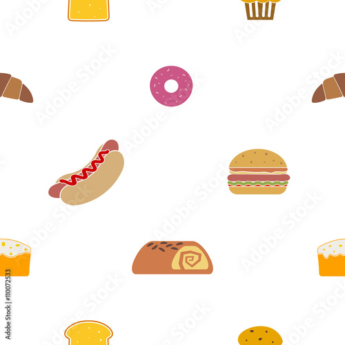 Seamless background with bakery for your design