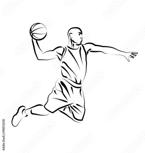 Vector Line sketch basketball player