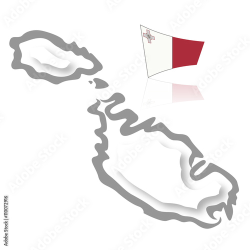 Malta map, with its flag