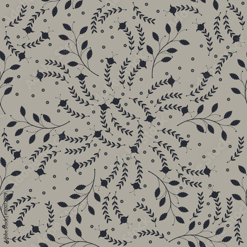 Seamless pattern with floral silhouettes
