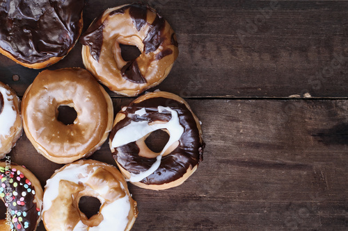 Donut Over Rustic Barn Wood Background