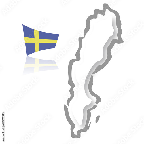 Sweden map, with its flag