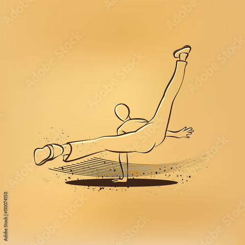 Cool street dancer. Brake dance vector retro drawing illustration.