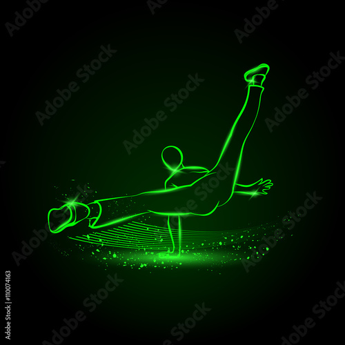 Cool street dancer. Break dance vector neon illustration.