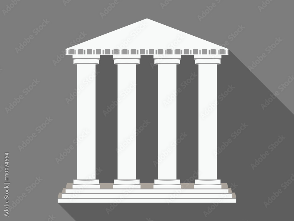 Building with columns. The building with a long shadow. Vector illustration. Building with columns. The building with a long shadow. Vector illustration.