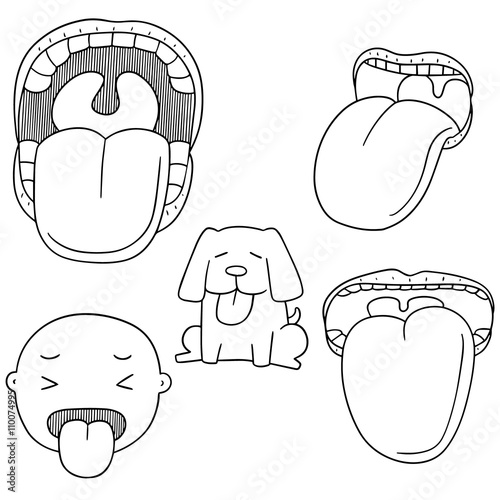 vector set of mouth and tongue