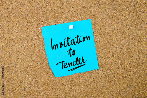 Invitation To Tender written on blue paper note