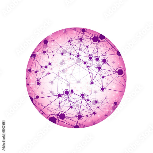 Global Network On White Background - Vector Illustration, Graphic Design. Point And Curve Constructed The Sphere