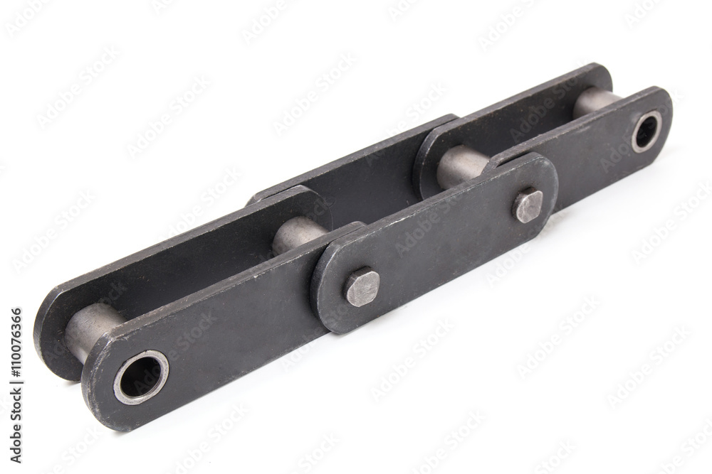 Pulling block conveyor chain isolated on white background Pulling block conveyor chain isolated on white background