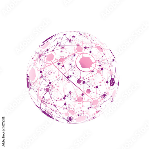 Global Network On White Background - Vector Illustration, Graphic Design. Point And Curve Constructed The Sphere