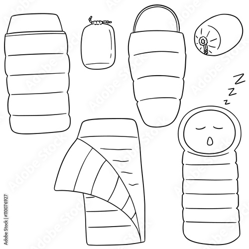 vector set of sleeping bag