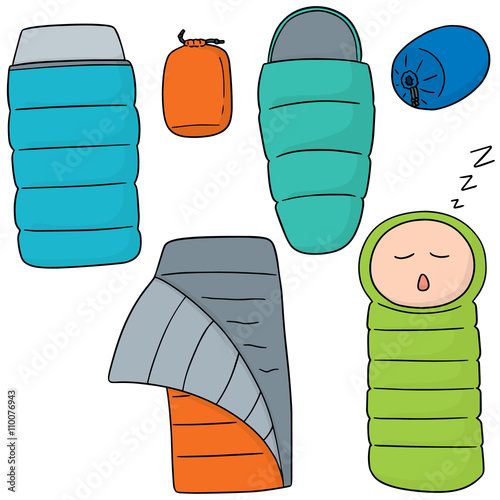 vector set of sleeping bag