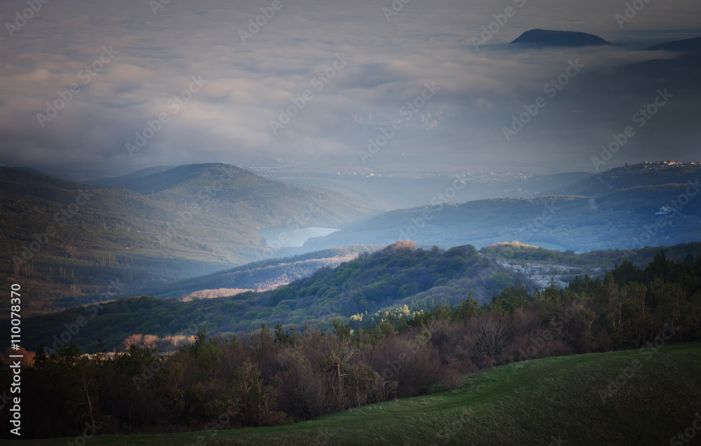 Crimean mountains, Alushta in the fog Crimean mountains, Alushta in the fog