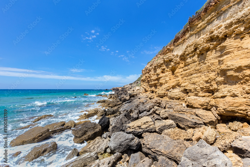 Rocky mountain at coast of Kefalonia Greece