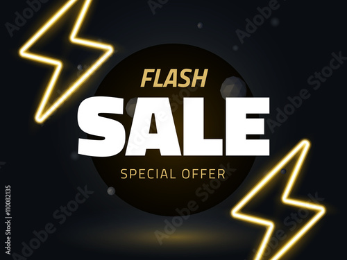 Vector flash sale design with thunder vector illustration, background