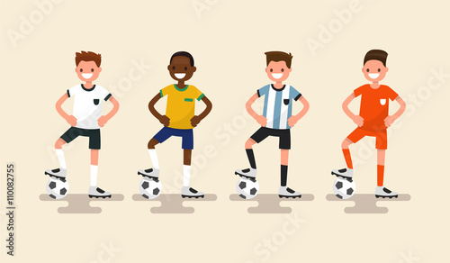 Set of of football players. Vector illustration