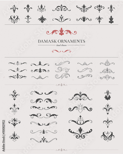 Hand Drawn Damask Elements