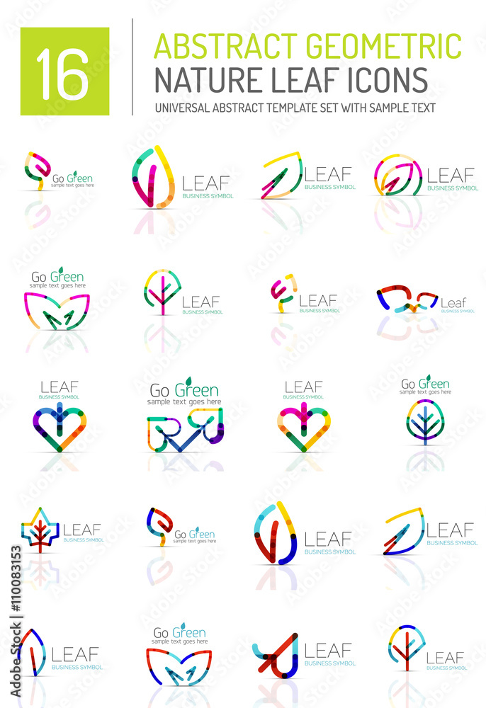 Geometric leaf icon set Geometric leaf icon set