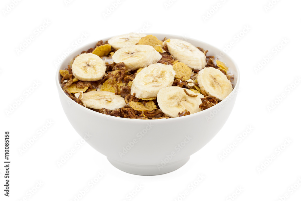 banana cereal in white bowl banana cereal in white bowl